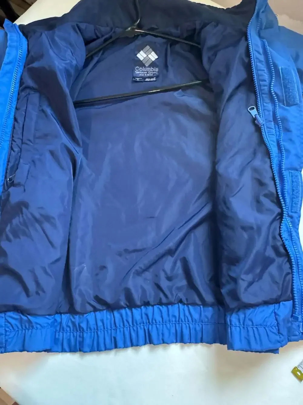 Vintage Columbia Youth Blue Hooded Rain Shell Jacket Gorpcore Size Large